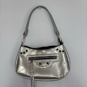 Small Studded Silver Purse Metallic Women's Bag